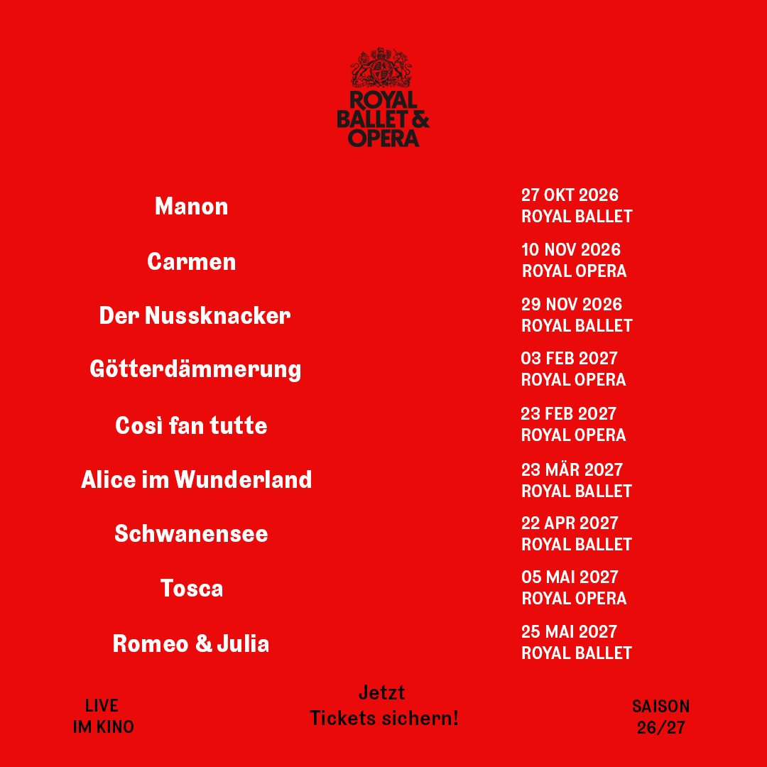 Royal Ballet and Opera London 2026/2027 live und recorded im Kino